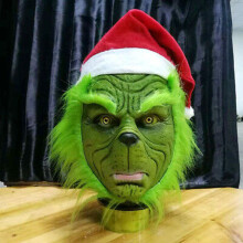 Grinch Latex Mask How the Grinch Stole Horror Helmet Christmas Cosplay