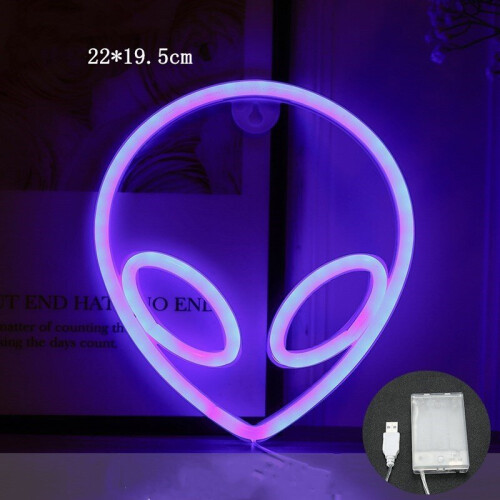 (bule) Alien Neon Light LED Neon Signs for Kids Room Bedroom Hotel Shop ...