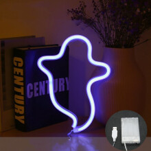 (bule) LED Halloween Glowing Ghost Neon Light Modeling Lamp Window Decoration Bar Bedroom Birthday Party Home Decor Creative Nightlight