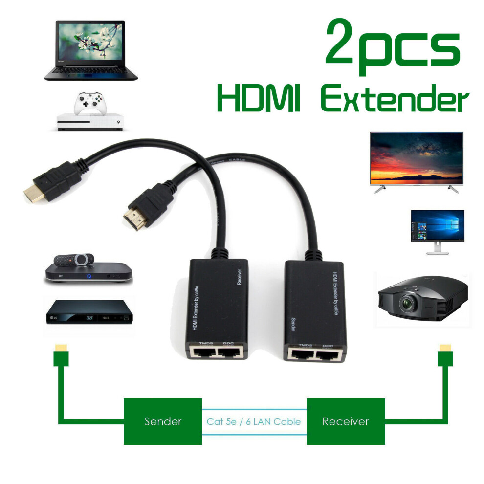 HDMI Extender 1080P HDMI to Dual RJ45 CAT5e CAT6 LAN Network Ethernet Extender Cable Adapter