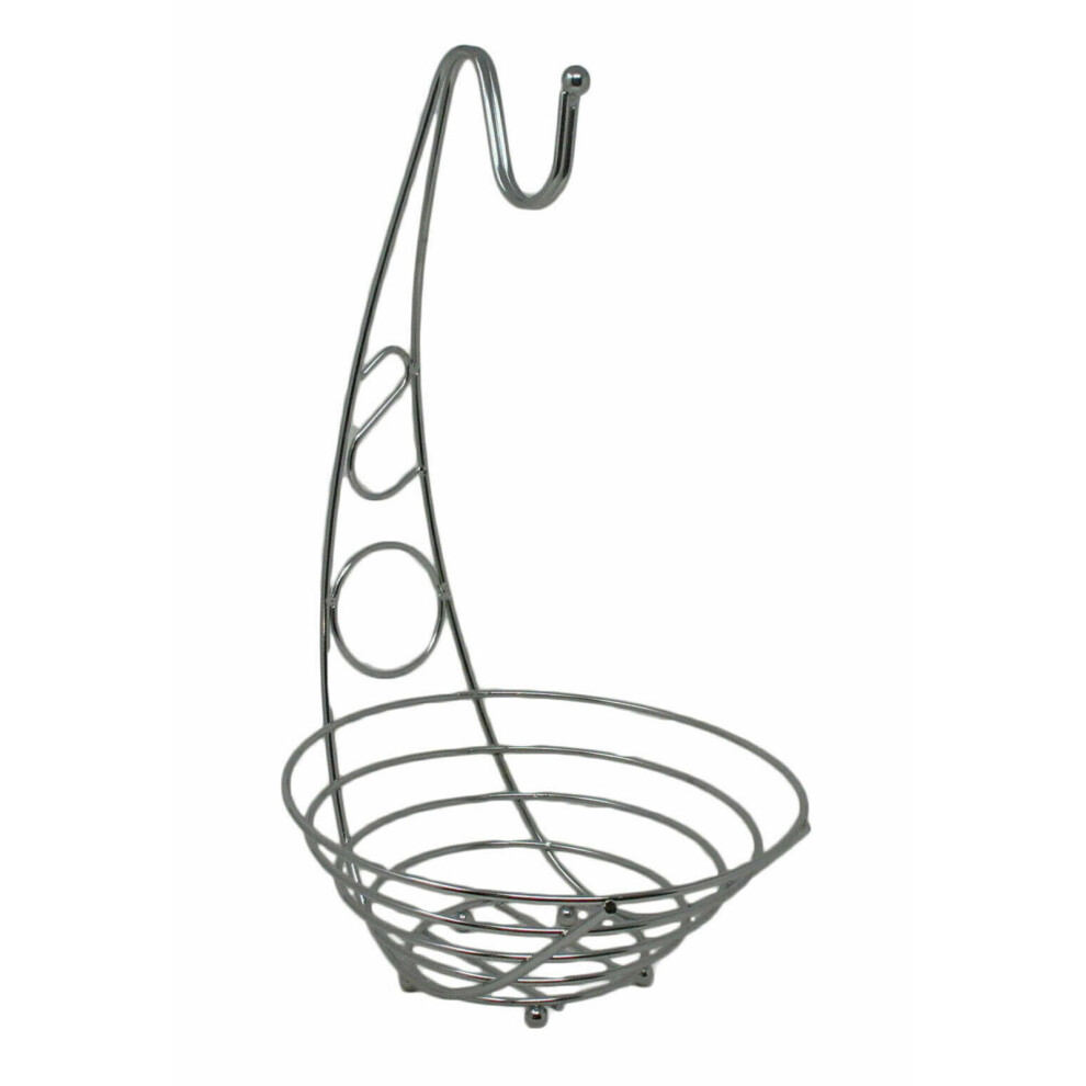Cookspace Fruit Bowl Chrome Basket with Banana Hanger Hook