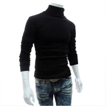 (Black, XL) Men's Turtleneck Sweater Stretch Warm Pullover