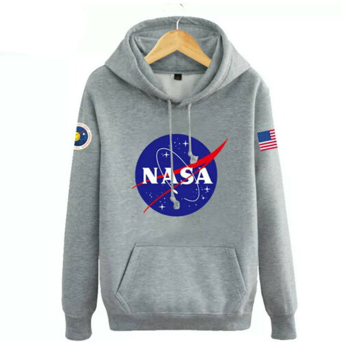 (Gray, XL) Men's Nasa Space Hoodie Pullover Sweatshirt Jacket