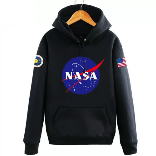 (Black, L) Men's Nasa Space Hoodie Pullover Sweatshirt Jacket