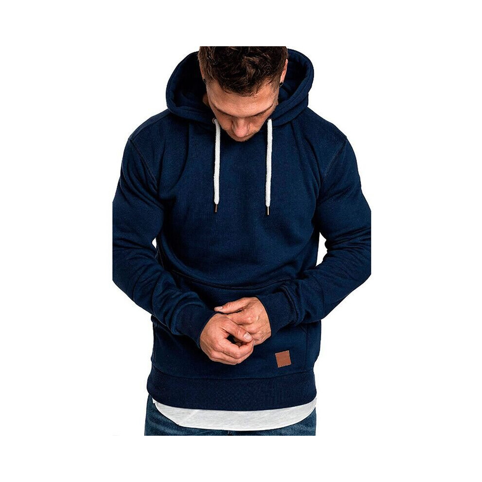 (Navy Blue, XL) Men's Hoodie Sports Sweater Pullover Coat Top