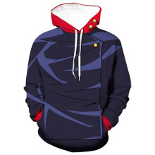 (Blue-No Zip Hoodie, L) Men Anime Jujutsu Kaisen Hoodies Coat Pullover Sweatshirt