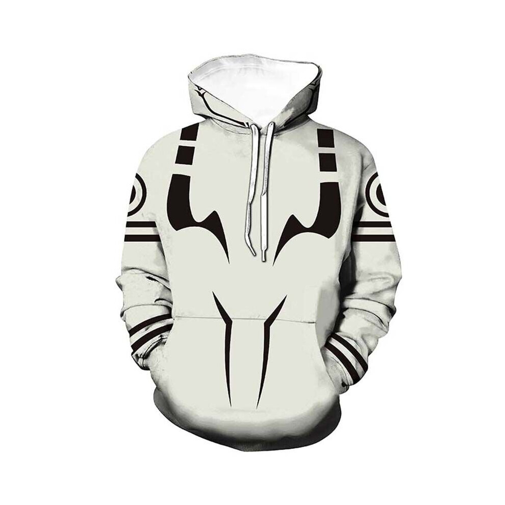 (White-No Zip Hoodie, L) Men Anime Jujutsu Kaisen Hoodies Coat Pullover Sweatshirt