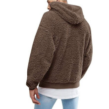 (Coffee, L) Men's Winter Fluffy Hoodie Hooded Jacket Sweater