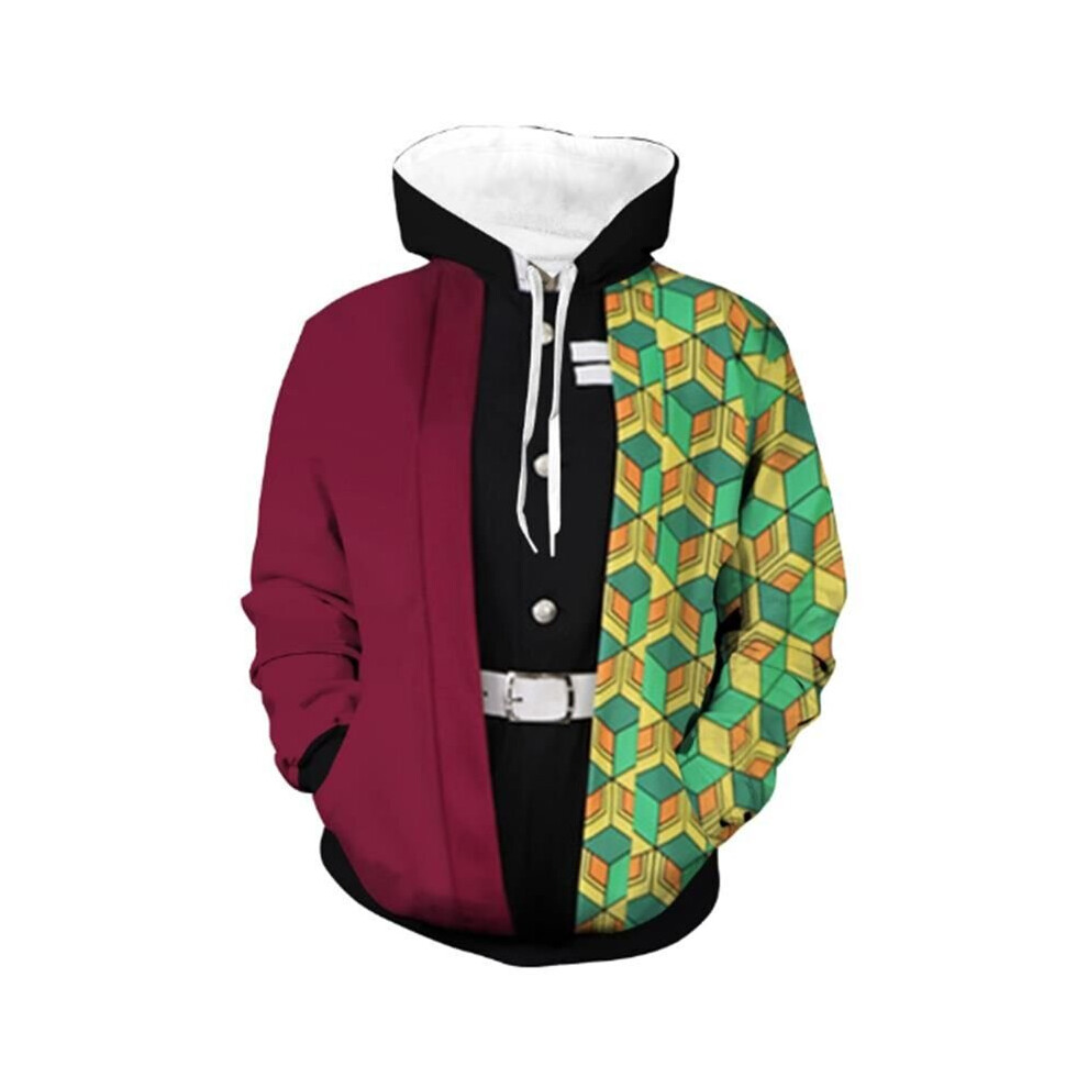 (PurpleGreen Tomioka Giyuu Hoodie, XL) Demon Slayer 3D Hoodie Sweatshirt Hooded Pullover Jacket