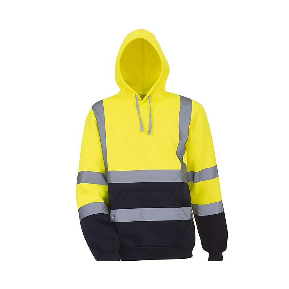 (Yellow, L) Men's reflective stripe safety sweatshirt work jacket