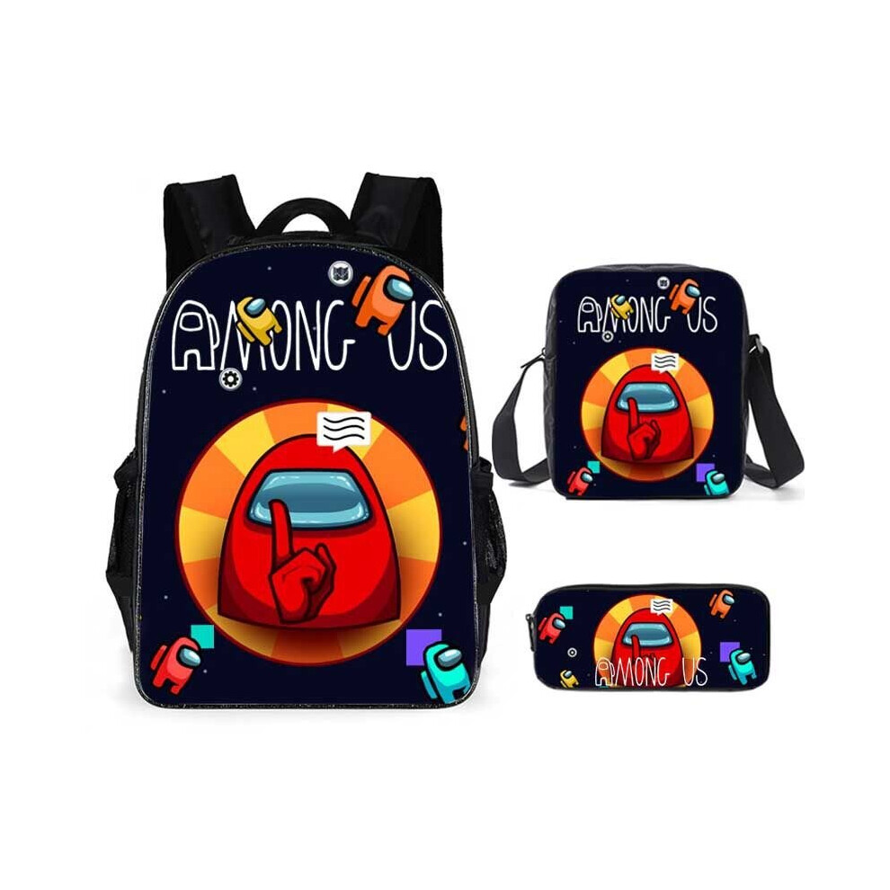 Romanti 3Pcs Among Us Backpack Lunch Bag Pencil Case Schoolbag Multicoloured