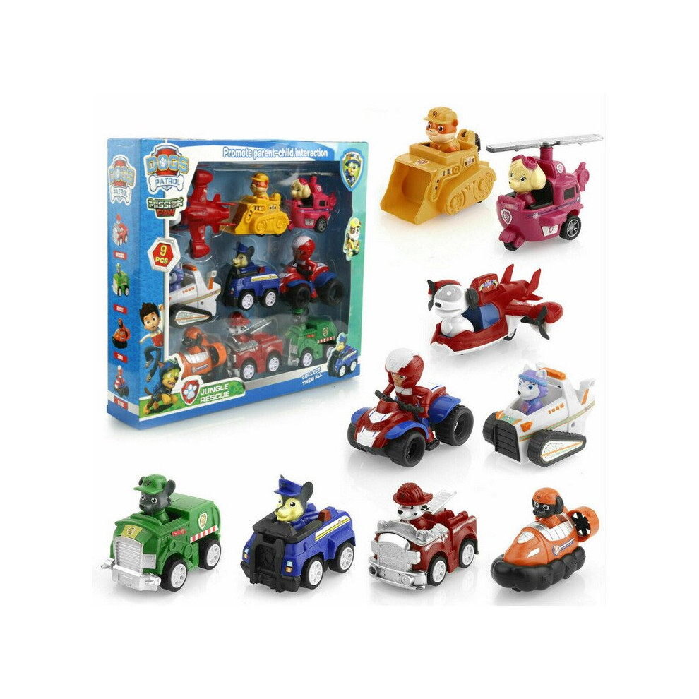 (9PCS) Paw Patrol Dog Action Figures Doll Racer Car Toy