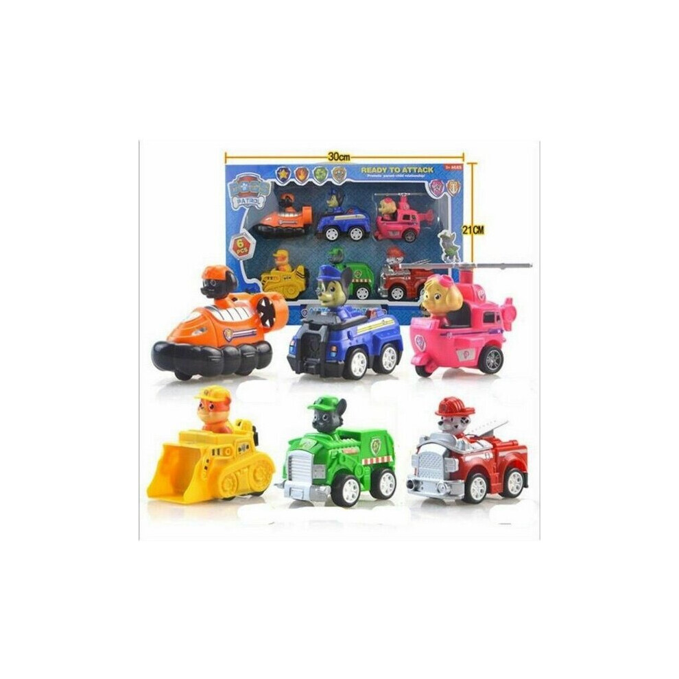 (6PCS) Paw Patrol Dog Action Figures Doll Racer Car Toy