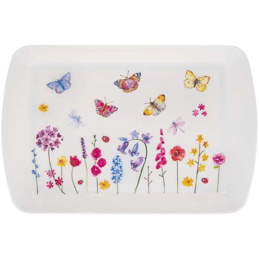 Lesser & Pavey Tray/Salver/Serving Tray - Small - Melamine - Butterfly Garden