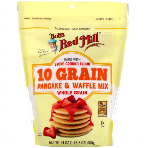 Bob's Red Mill, Mistura de Panqueca e Waffle de 10 Grãos, Grão Inteiro