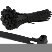 (7.4mm x 150mm) Black Releasable Reusable Zip Tie Cable Wraps