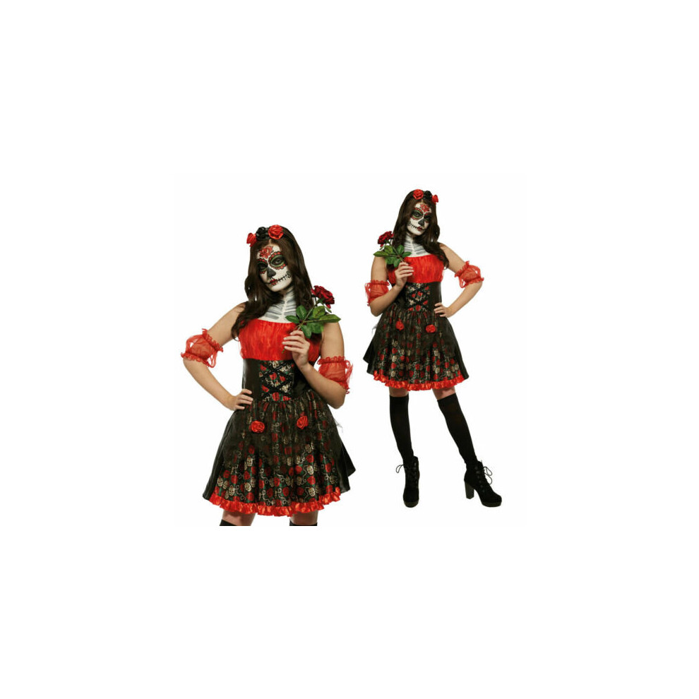 (Ladies Extra Small) Official Rubies 820473XS Ladies Red Rose Day Of The Dead Extra Small Adult Costumes