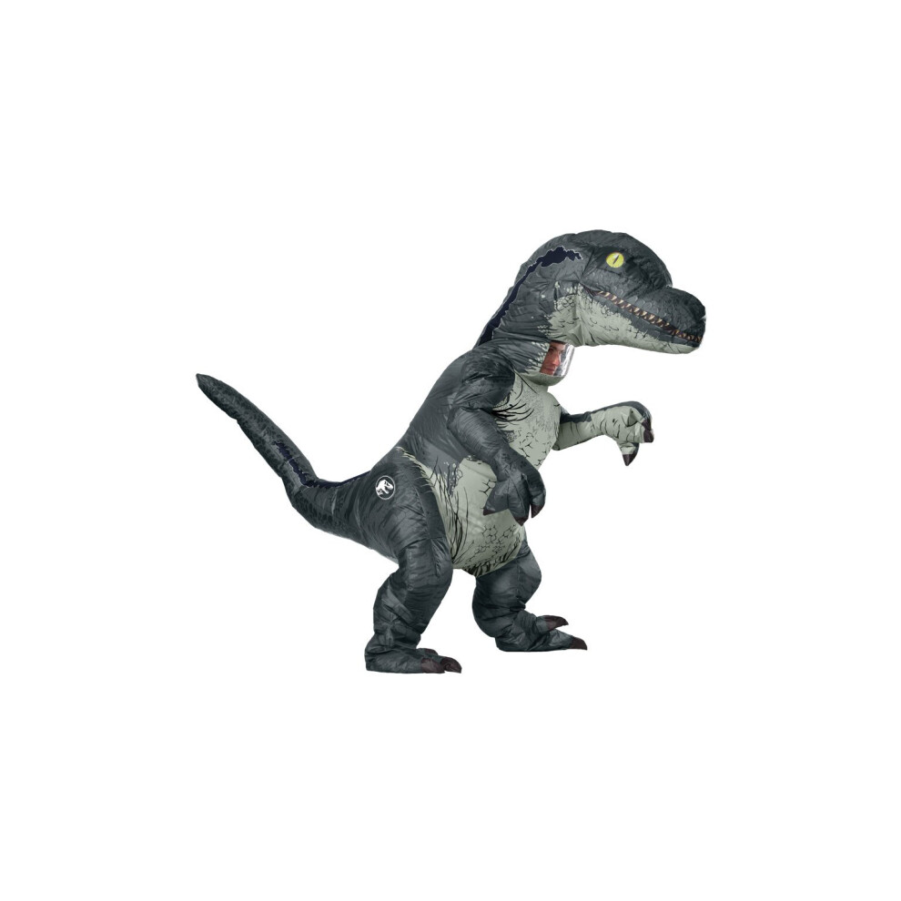 Photos - Fancy Dress Rubies Official  820883NS Mens Inflatable Velociraptor Standard Adult Costumes Jurassic Park World Blue 