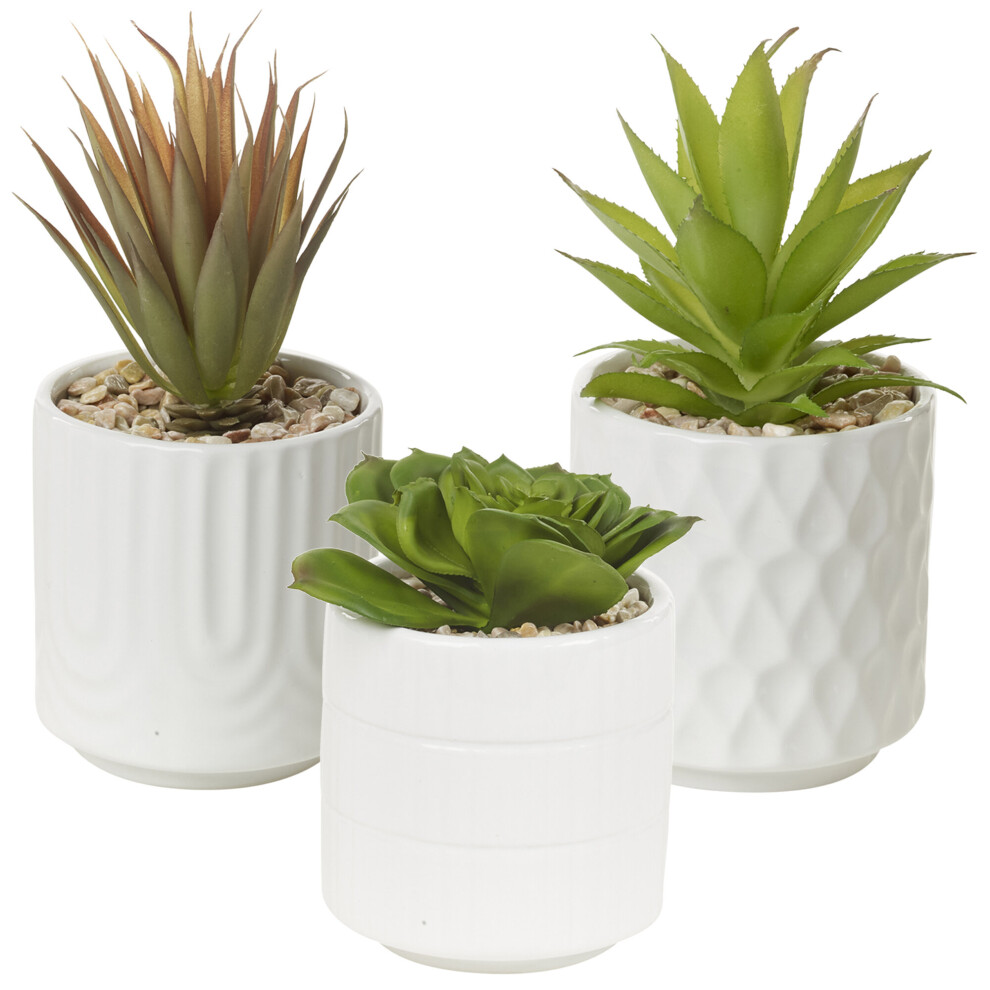 Set of 3 Artificial Succulent Plants Indoor & Outdoor Decor Home Accessories