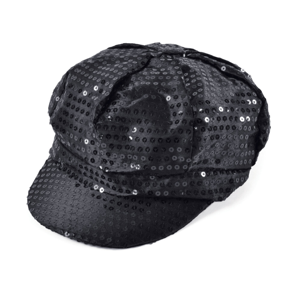 Official Forum BH540 Black 70S Style Sequin Cap Hats Disco