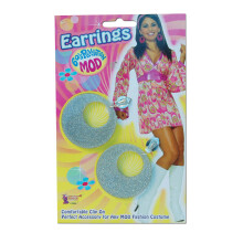 Official Forum BA1083 Silver Mod Glitter Earrings Costume Accessories 1970S