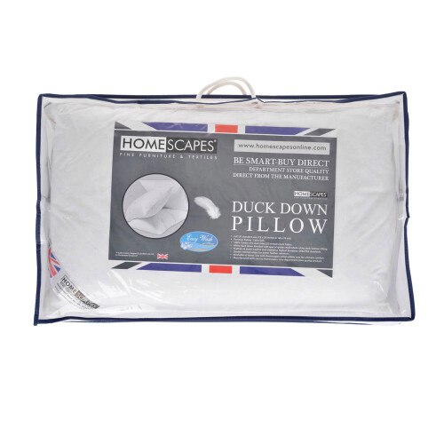 Homescapes Homescapes White Duck Down Pillow