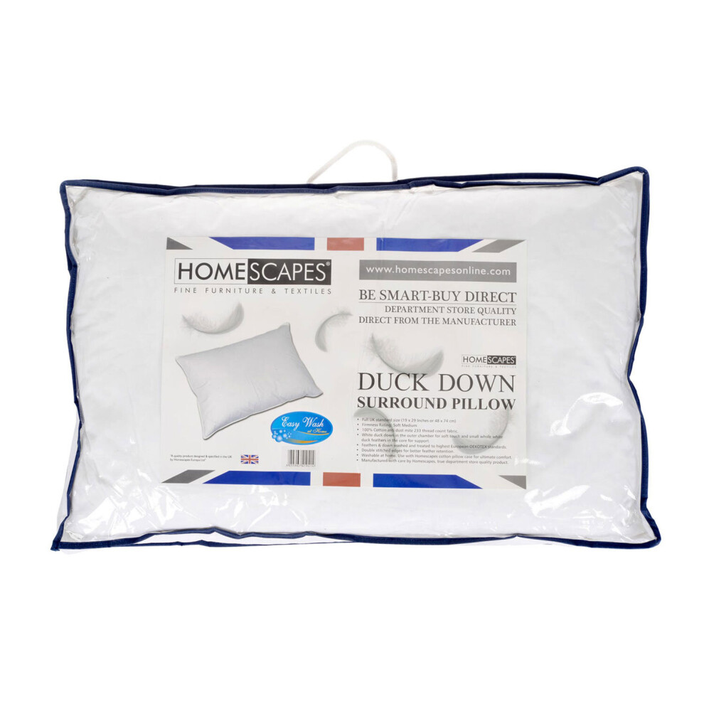 Homescapes Duck Down Surround Pillow White