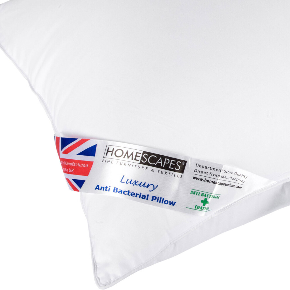 Homescapes Anti Bacterial Pillow Super Microfibre, 48 X 74 Cm White