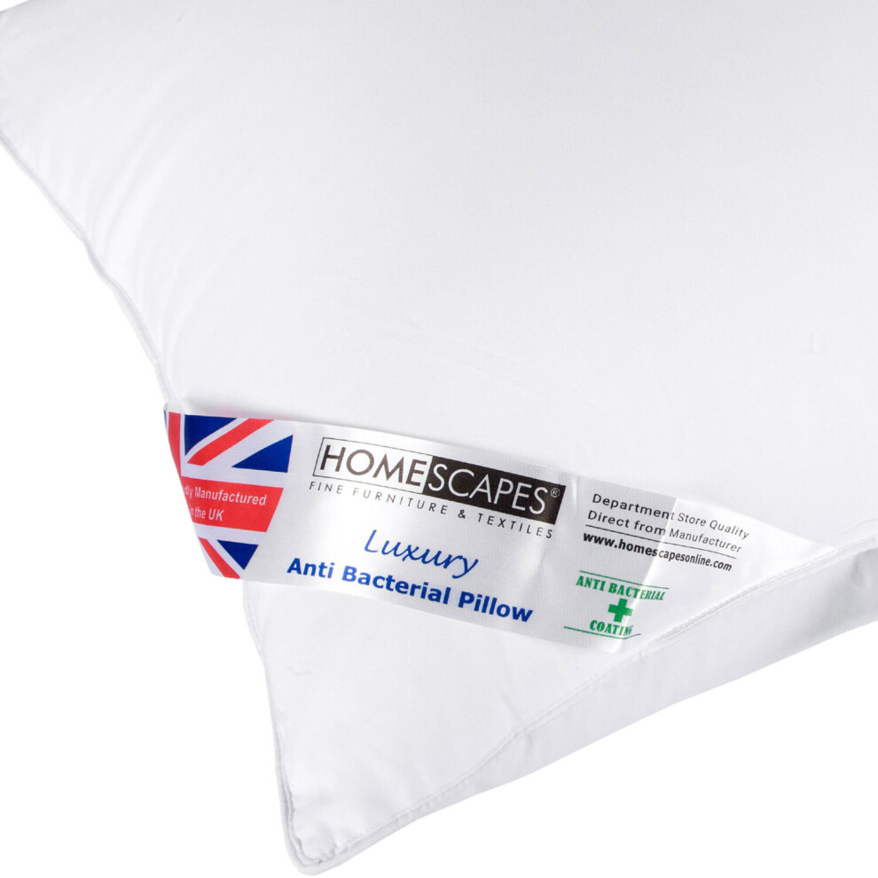 Homescapes Anti Bacterial Pillow Super Microfibre Extra Fill, 48 X 74 Cm White