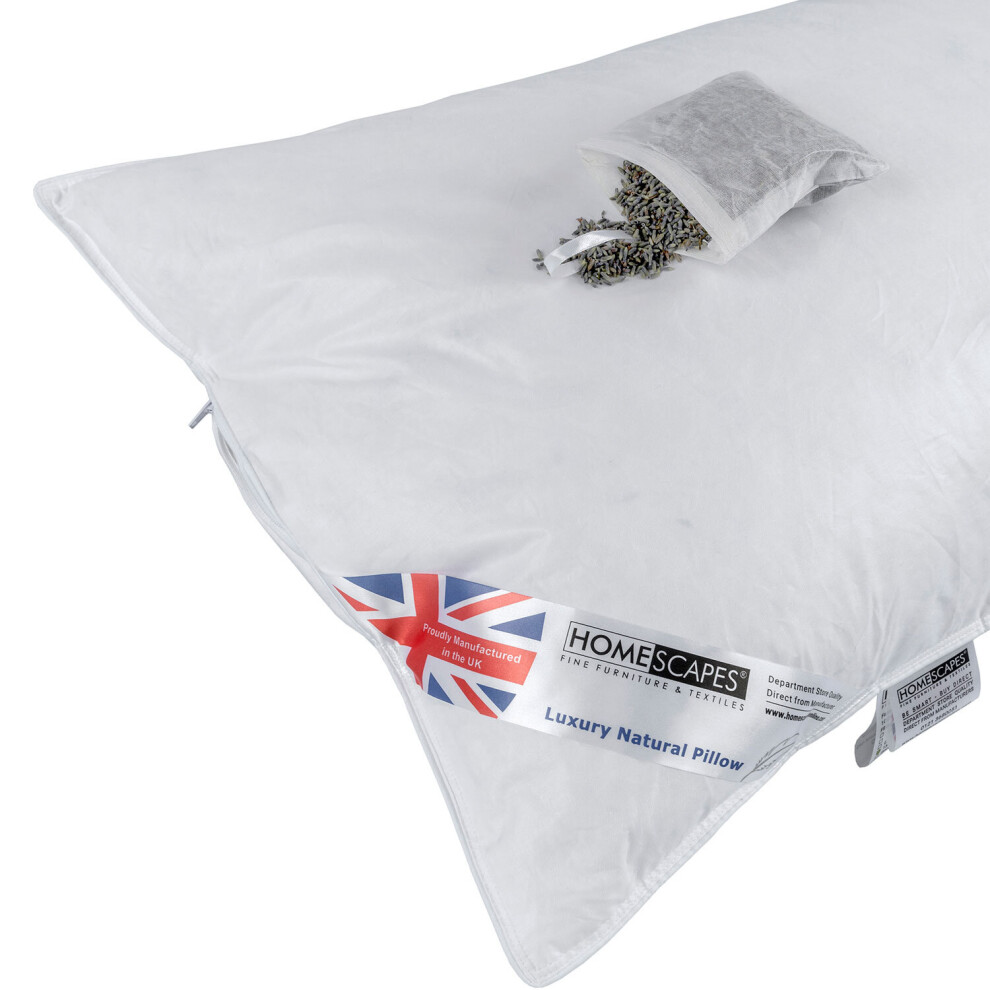 Homescapes Goose Feather & Down Pillow With Dried Insert Lavender