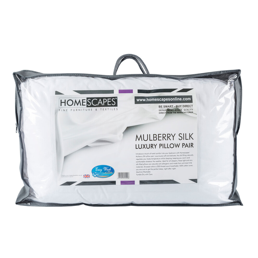 Pure Mulberry Silk Blend Pillow Pair with 100% Cotton Casing