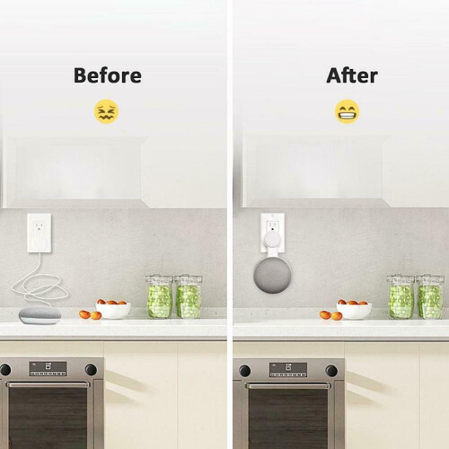 (White) Outlet Wall Mount Bracket Mini Smart Speaker 1