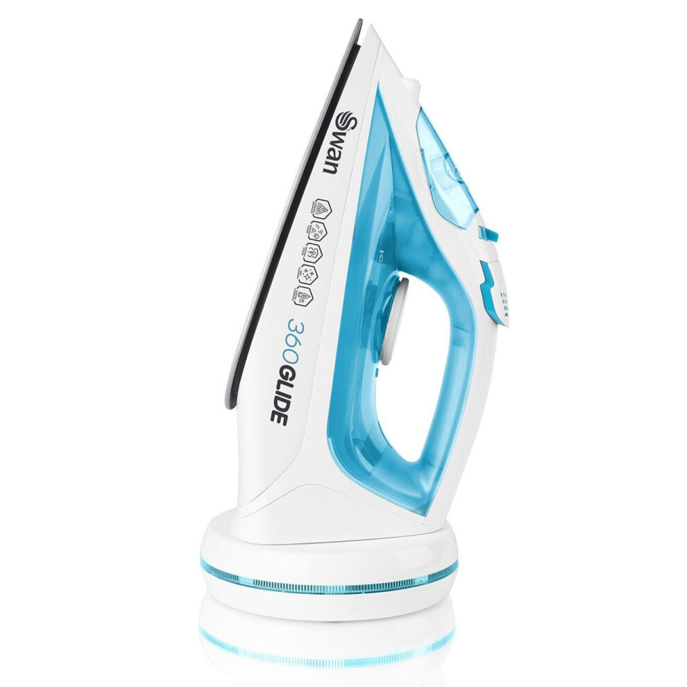 Swan 2-in-1 Cord or Cordless Steam Press Iron, Rechargeable, Non-Stick Ceramic Soleplate, Steam Boost, Self-Cleaning, SI16410N, 2800 W, Blue