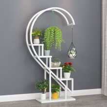 (White) Heart Style Plant Pot Stand Flowerpot Shelf Sturdy Display Wedding Garden Decor