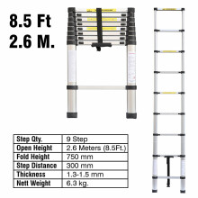 (2.6M Telescopic Ladder) 2.6/3.2/3.8/4.4/5.2M Aluminium Telescopic Ladder