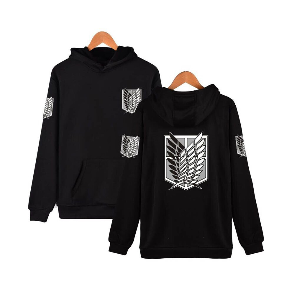 (Black, S) On Titan Wings Freedom Wings Hoodie Pullover Jacket 