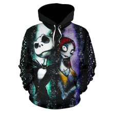 (#2 Green&Purple, L) The Nightmare Before Christmas 3D Hoodie Sweatshirt