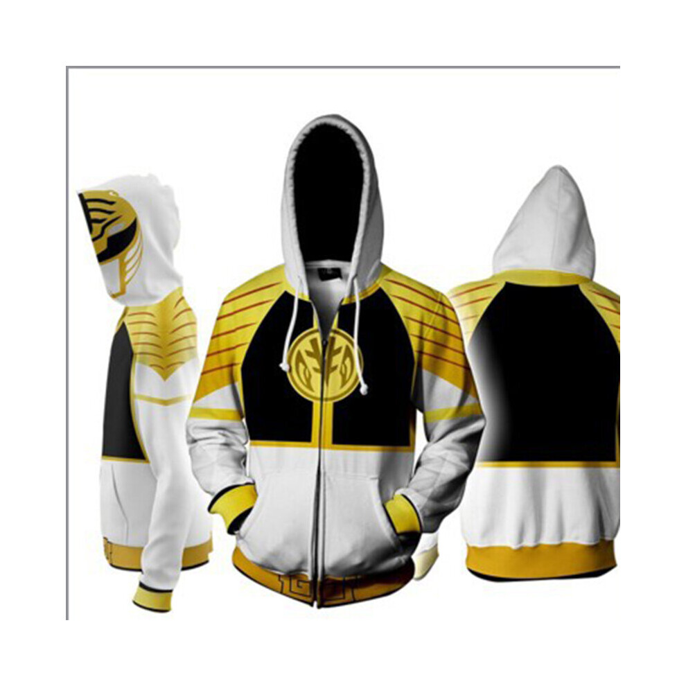(Yellow&Black, Tag 2XL=US L) Mighty Morphin Power Rangers Cosplay 3D Printing Hoodie 