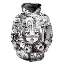 (Hoodie Only, XL=US M) Ahegao anime 3D printed men's hip-hop sportswear suit