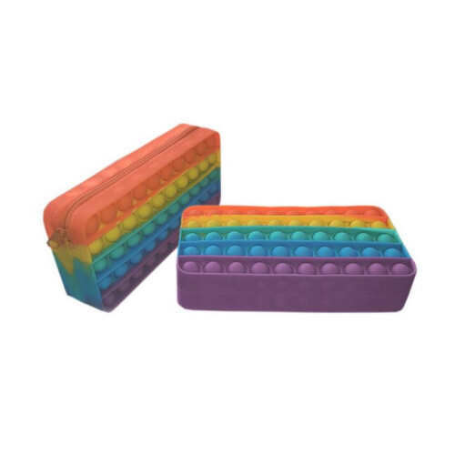 (Rainbow ) Popit Bubble Popper Dimple Fidget Bag Pencil Case
