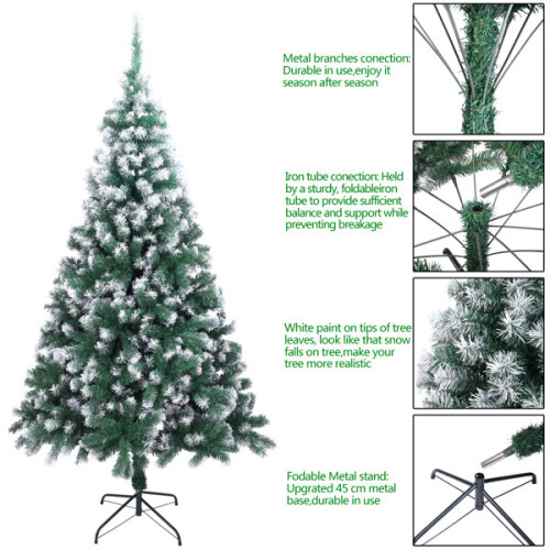 7FT Christmas Tree Snow Flocked Artificial Tree with Metal Stand(870 Tips) 1