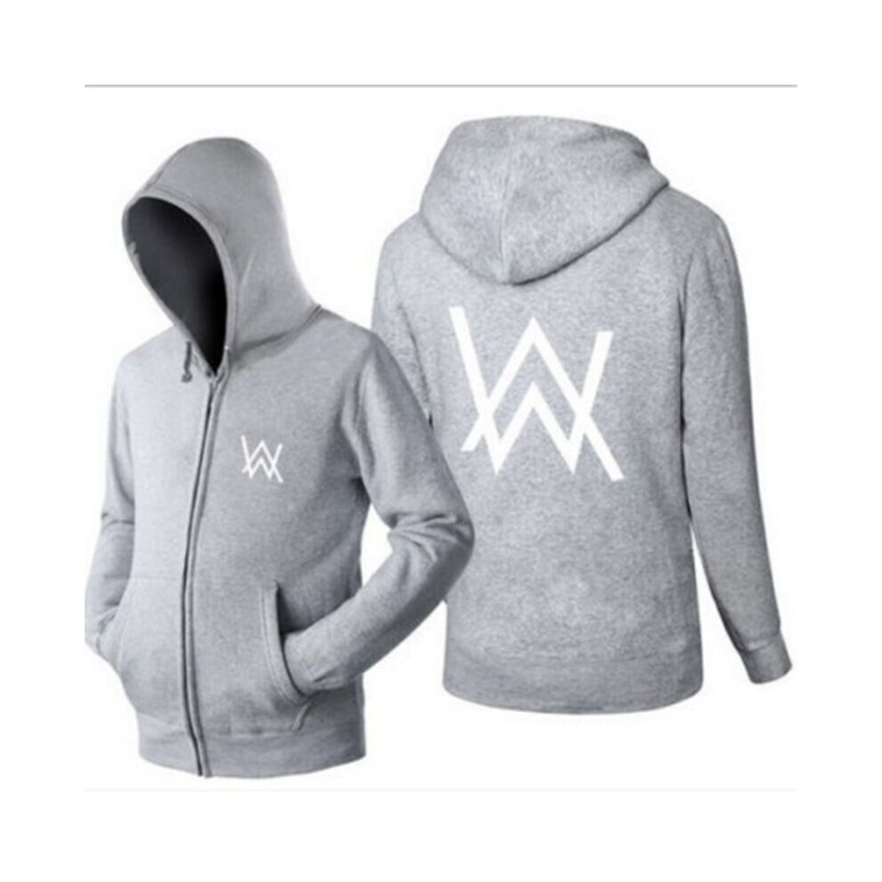 (Gray, M) Alan Walker DJ Luminous Hoodie Jacket Zipper Sweater
