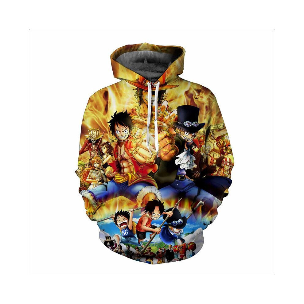 (#7 Yellow&Blue, L) One Piece Hoodie Sweatshirt Hooded Coat Jacket 