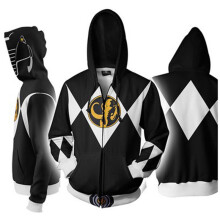 (Black, Tag 3XL=US XL) Mighty Morphin Power Rangers Cosplay 3D Printing Hoodie