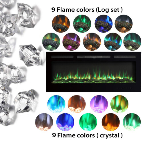 Living And Home (40 Inch) Recessed Electric Fireplace Insert LED Flame Fire 1