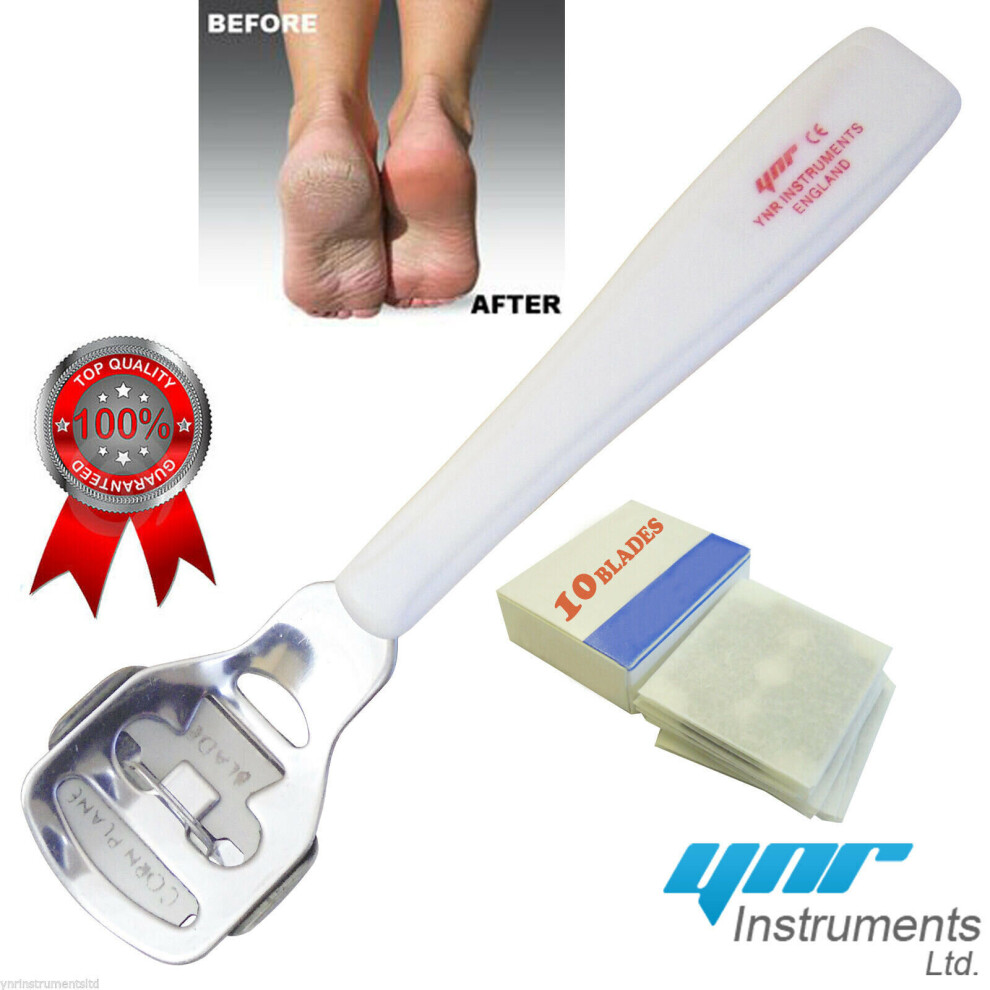 Ynr (White) Callus Corn Hard Skin Remover Shaver Foot Pedicure Kit Feet With 10 Blades White