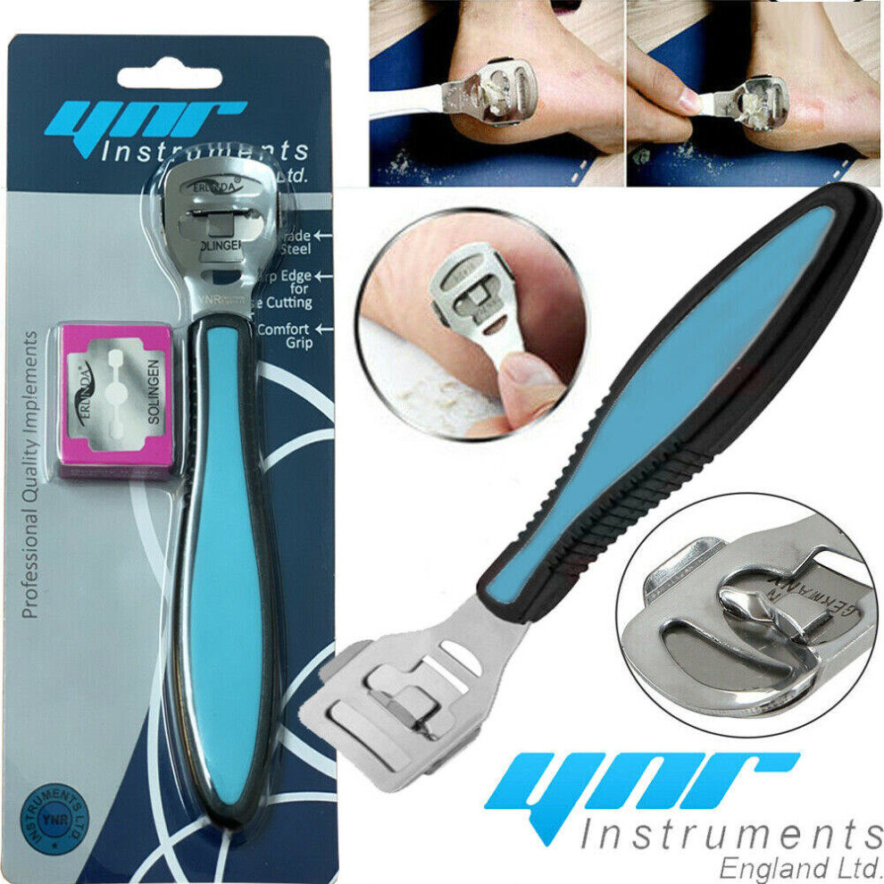 Ynr Black/Blue ( Blue) Callus Corn Hard Skin Remover Shaver Foot Pedicure Kit Feet With 10 Blades