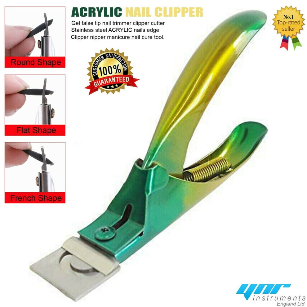 Ynr Yellow ( Green) 3 Way Acrylic Uv Gel False Fake Nail Salon Manicure Art Toe Tip Cutter Clipper