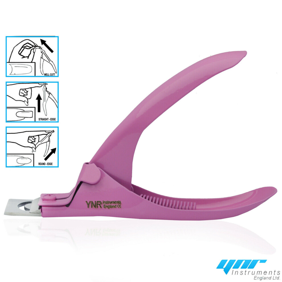 (Pink) 3 Way Acrylic UV Gel False Fake Nail Salon Manicure Art Toe Tip Cutter Clipper