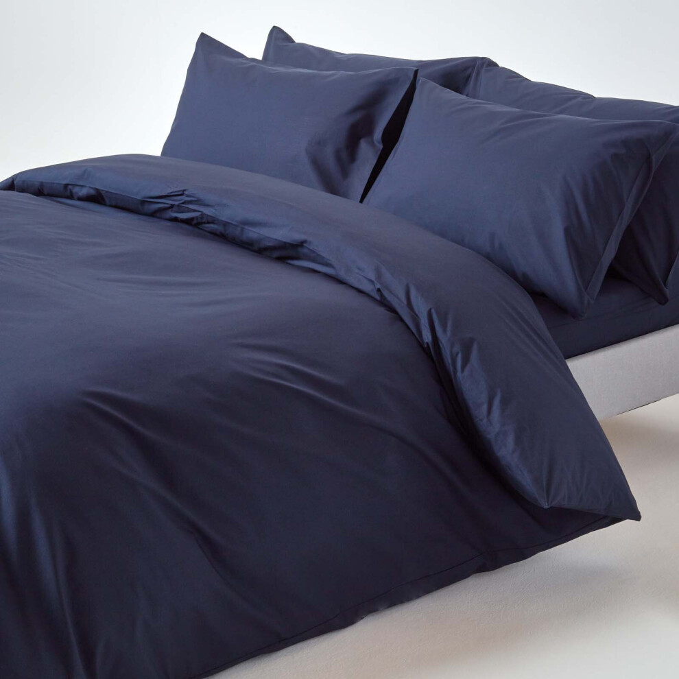 Homescapes Single Navy Blue Egyptian Cotton Duvet Cover Set 200 TC